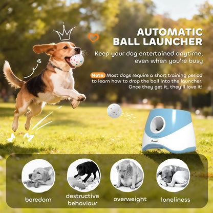 Automatic Dog Ball Launcher With 5 ETPU Balls, Blue