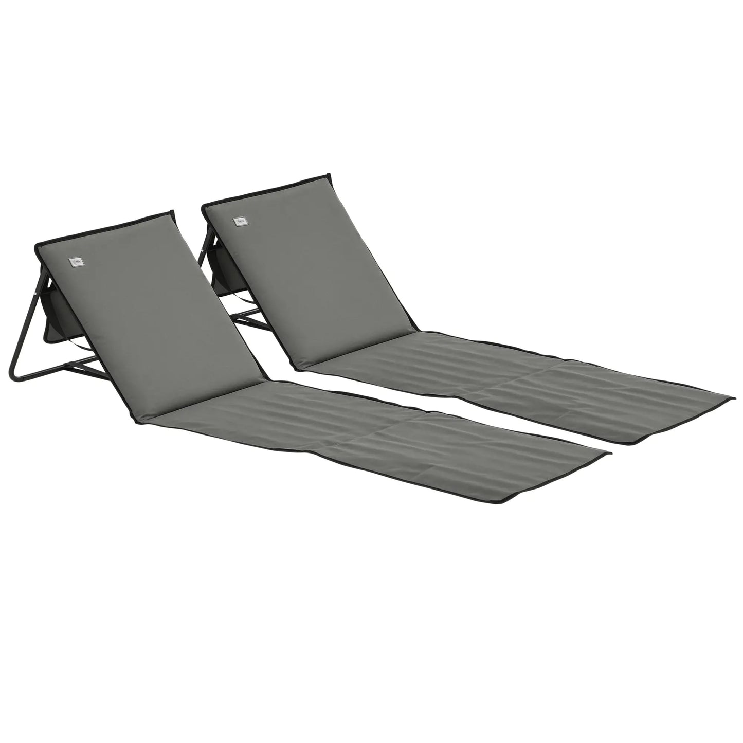 Foldable Lounge Chairs, Adjustable Backrest, Set of 2, Grey Beach Accessories at Gallery Canada