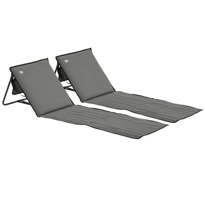 Foldable Lounge Chairs, Adjustable Backrest, Set of 2, Grey Beach Accessories at Gallery Canada