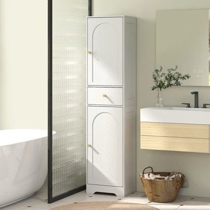 67" Tall Bathroom Cabinet, 2 Doors, Drawer, Adjustable Shelf, Wood Grain, White Bathroom Cabinets at Gallery Canada