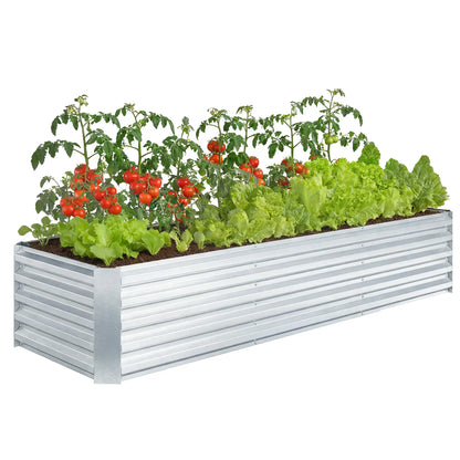 8 x 2.6 x 1.5ft Galvanized Raised Garden Bed, Reinforced Planter Box, Silver Galvanized Planter Boxes at Gallery Canada