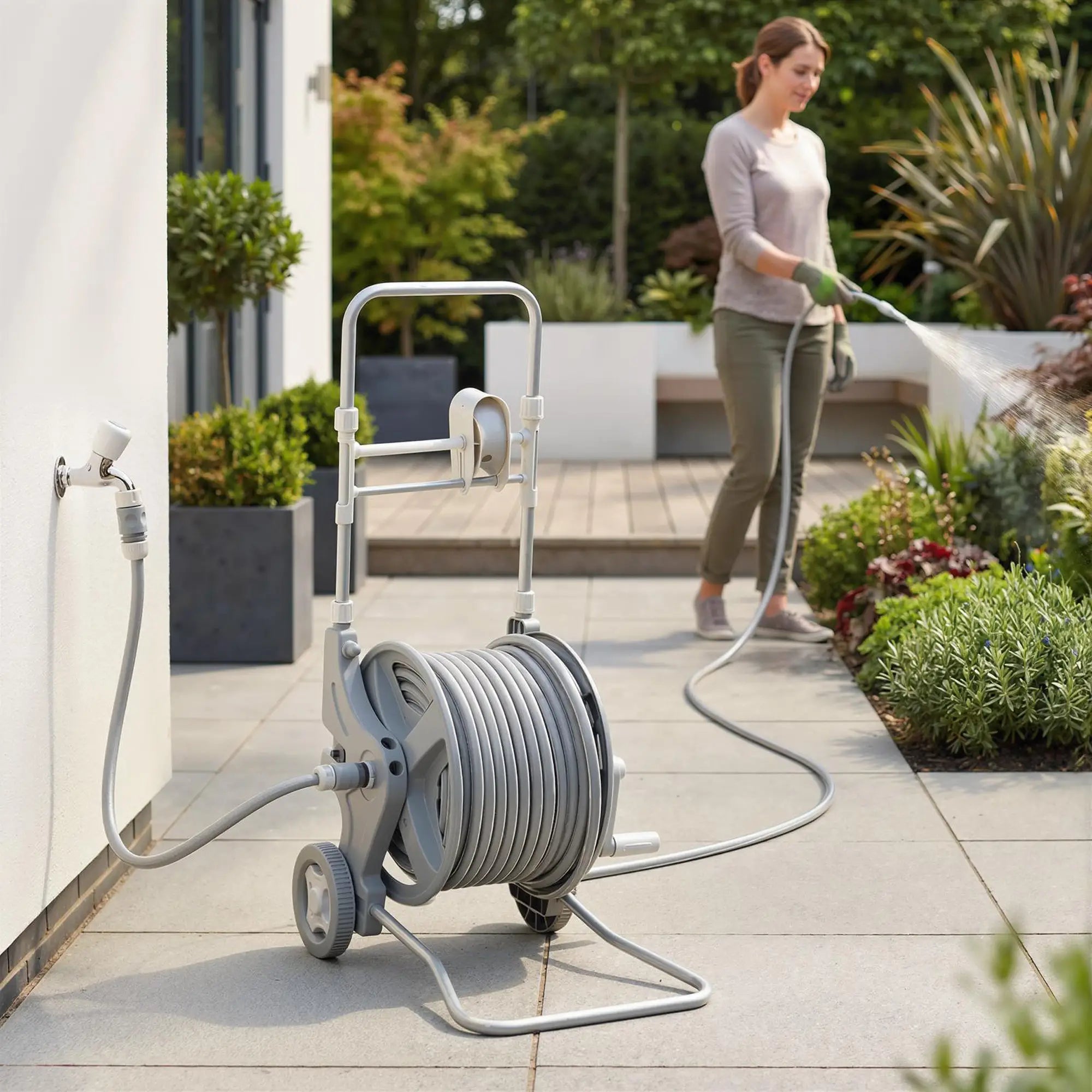 Garden Hose Reel Cart With Wheels, 1/2