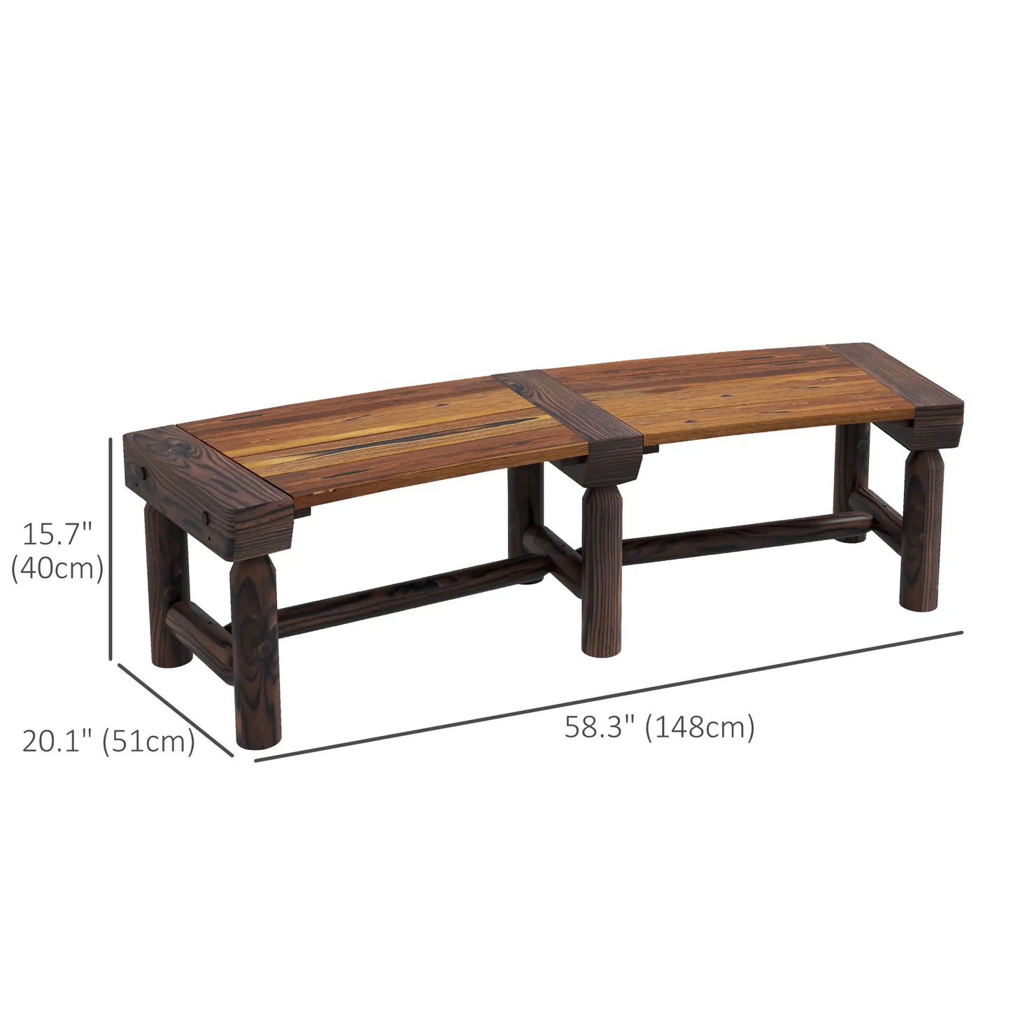 Wooden Outdoor Tree Bench, Slatted Seat, 60in, Brown Outdoor Benches at Gallery Canada