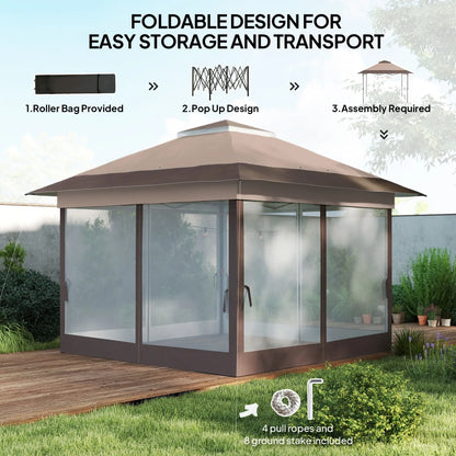 12' x 12' Foldable Pop-up Party Tent, Steel Frame, Khaki Pop Up Canopies at Gallery Canada