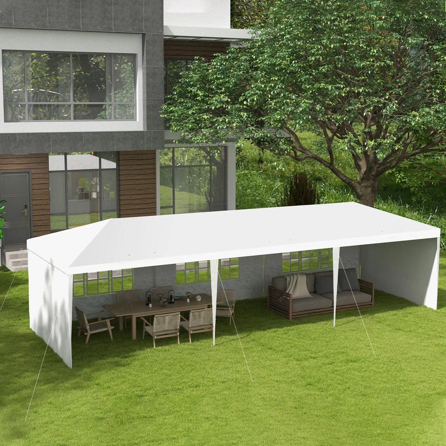 10' x 29' Party Tent, Canopy with Sidewalls, Transparent Windows, White Canopy Tents at Gallery Canada