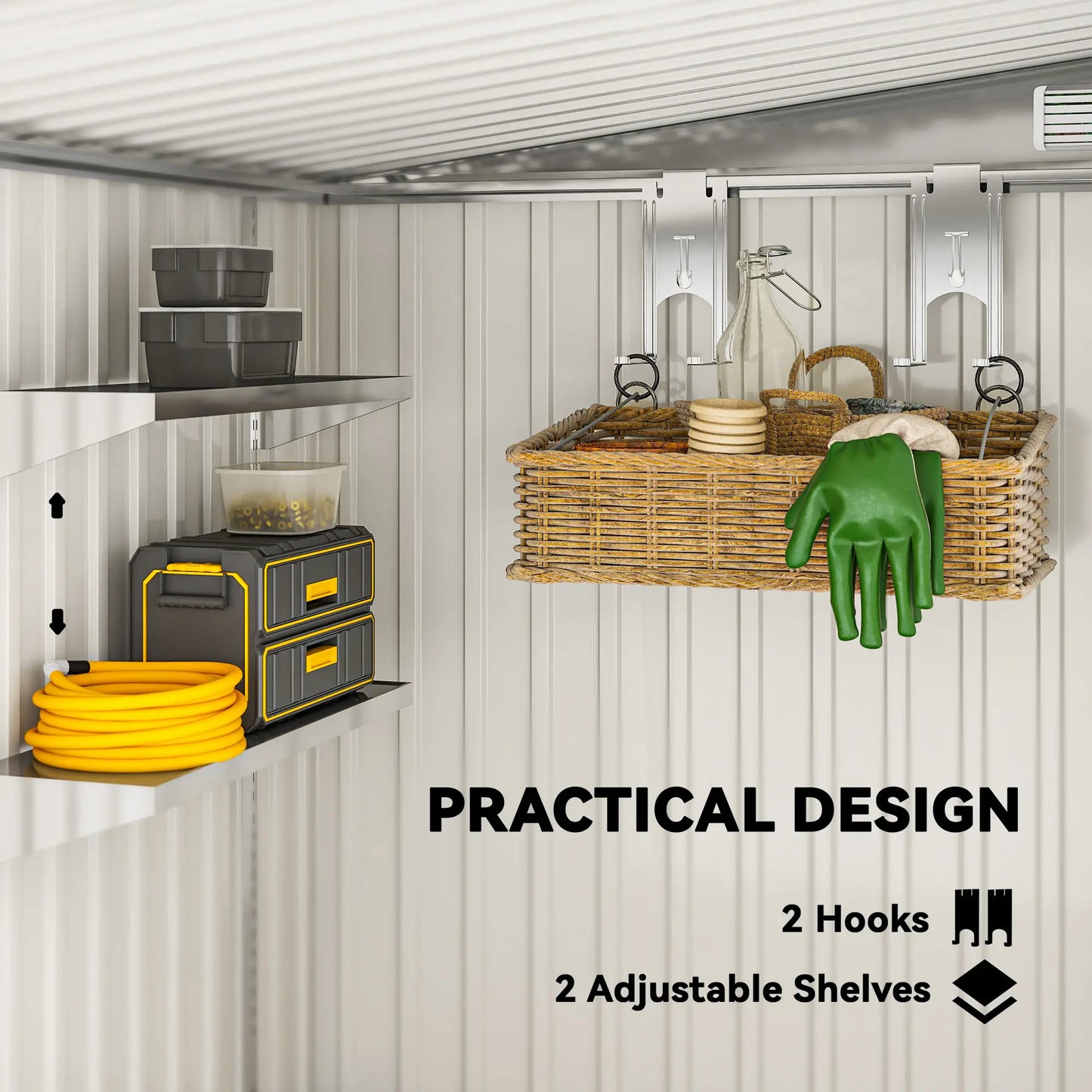 5'x7' Lean To Galvanized Metal Shed, Garden Storage, Light Grey Sheds at Gallery Canada