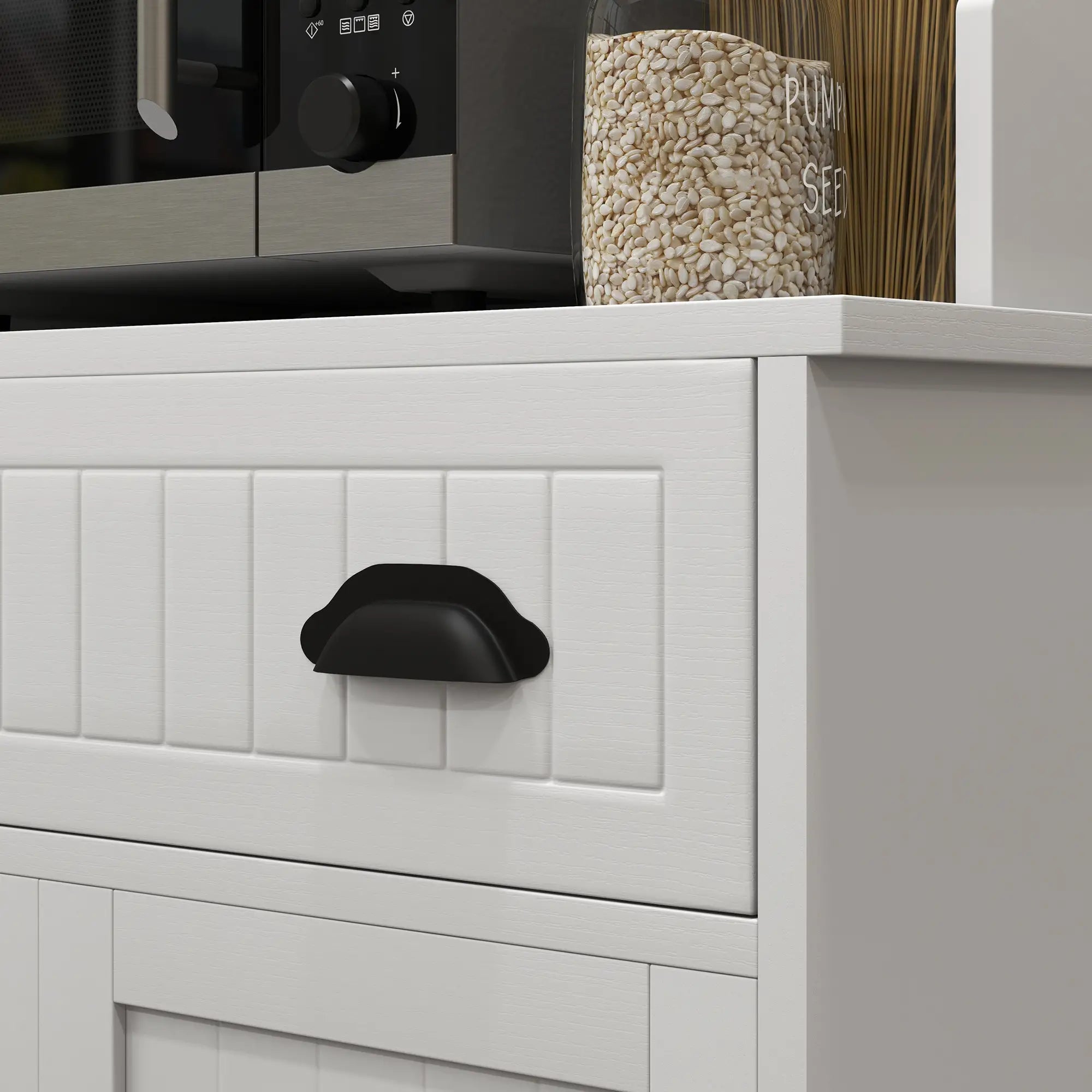 Microwave Cabinet, Kitchen Storage With Drawer, Adjustable Shelf, White Kitchen Pantry Cabinets at Gallery Canada