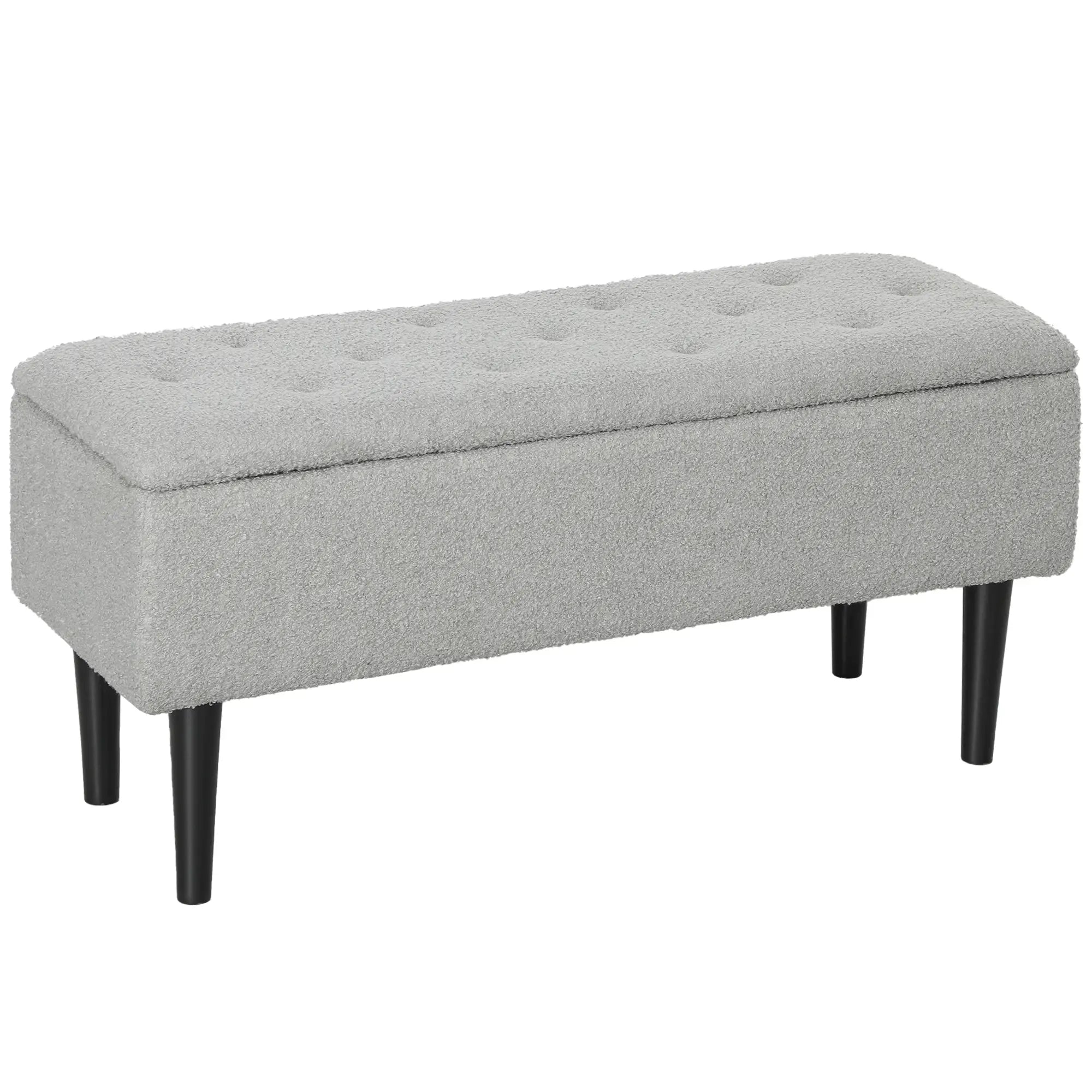 Modern Storage Bench, Ottoman with Lamb's Wool Upholstery, Grey Storage Ottomans & Benches at Gallery Canada