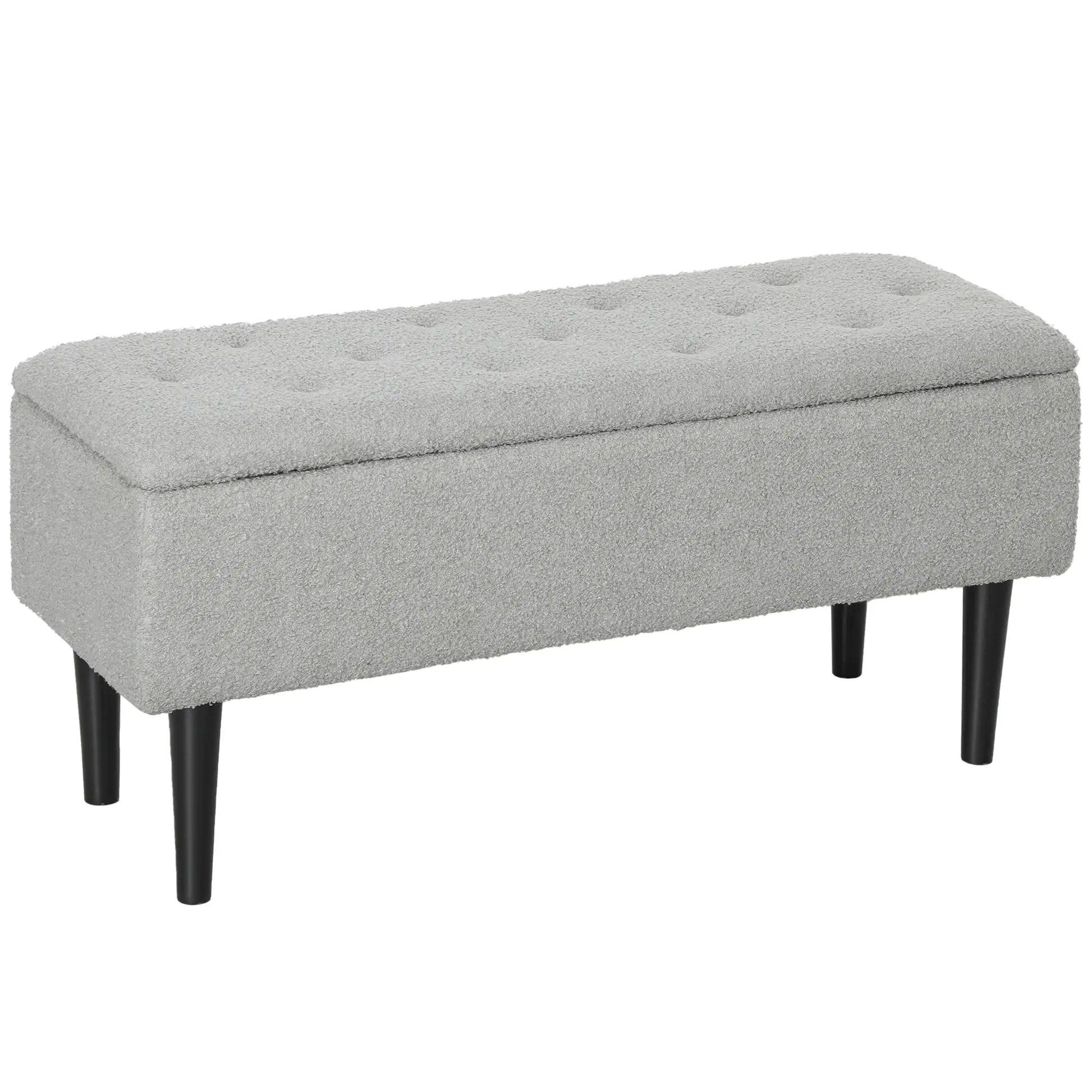 Modern Storage Bench, Ottoman with Lamb's Wool Upholstery, Grey Storage Ottomans & Benches at Gallery Canada