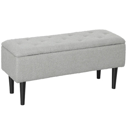 Modern Storage Bench, Ottoman with Lamb's Wool Upholstery, Grey Storage Ottomans & Benches at Gallery Canada