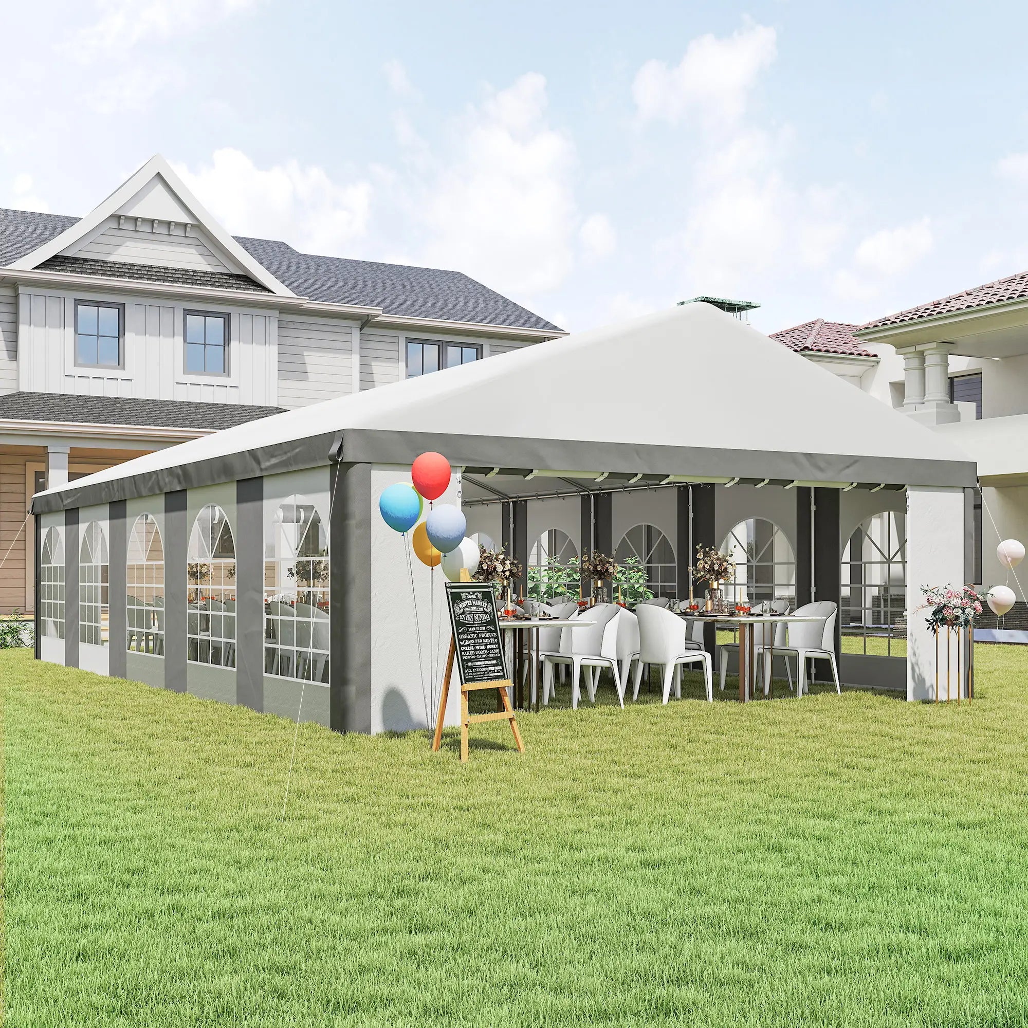20'x33' Heavy Duty Party Tent, Portable Garage Canopy, Grey Canopy Tents at Gallery Canada