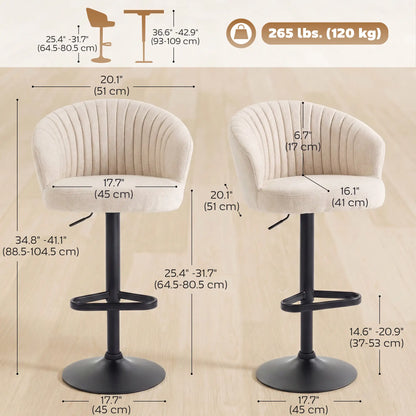 Swivel Counter Height Barstools Set of 2, Adjustable Height, Beige Bar Stools at Gallery Canada