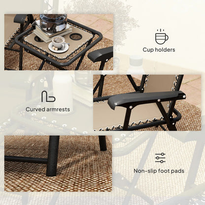 3 Piece Patio Bistro Set, Metal Outdoor Folding Table And Chairs, Khaki Bistro Sets at Gallery Canada