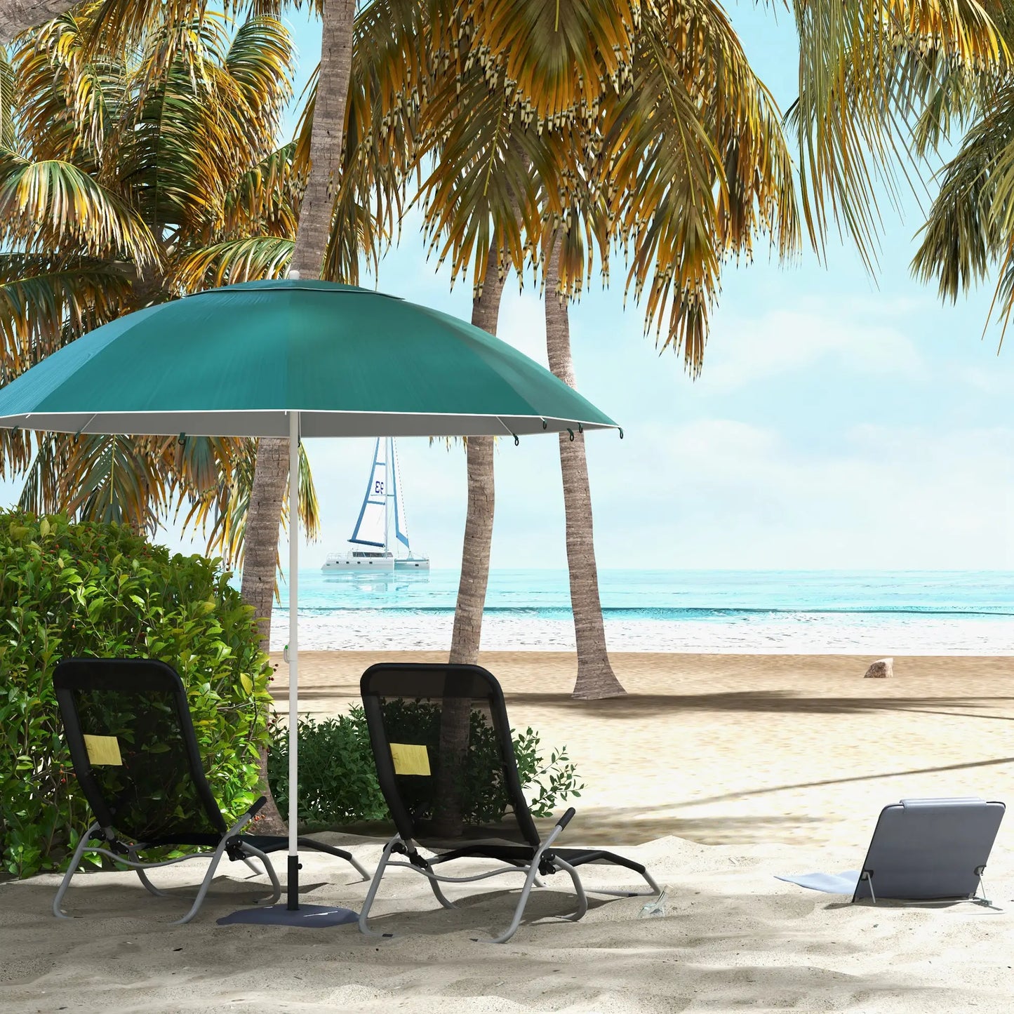 7.5FT 2-in-1 Umbrella Shelter, UPF50+ UV Protection, Dark Green Beach Umbrellas at Gallery Canada