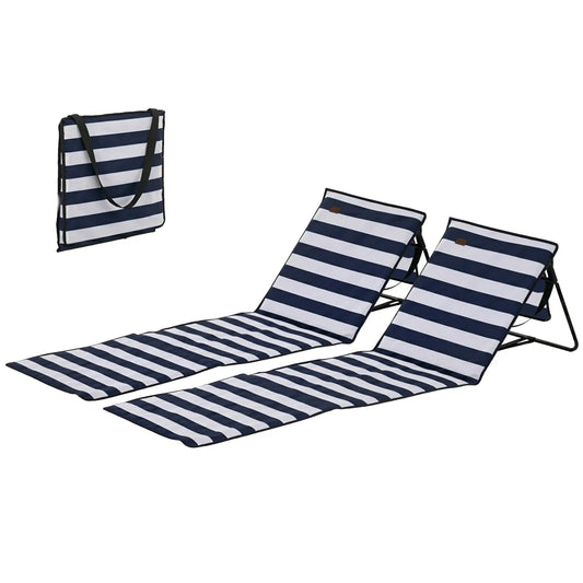Foldable Lounge Chairs Set, Adjustable Backrest, Blue White Beach Accessories Blue, White at Gallery Canada
