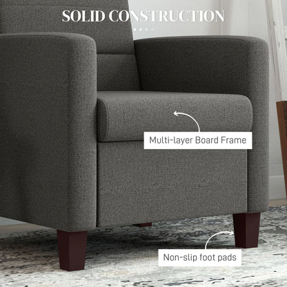 Modern Fabric Accent Chair, Seat Cushion, Non-Slip Pads, Dark Grey Accent Chairs at Gallery Canada