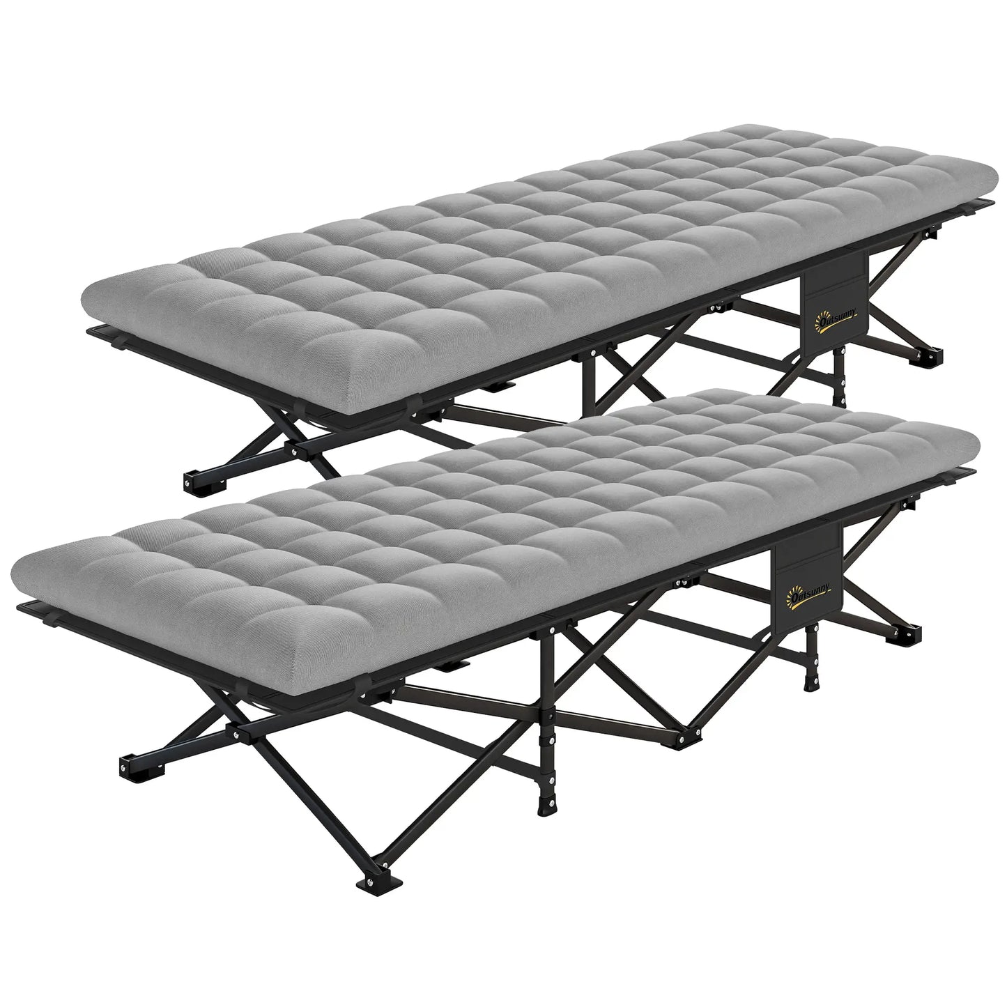Set of 2 Camping Cots, 32" Extra Wide Folding, Grey Camping Cots Black, Grey at Gallery Canada