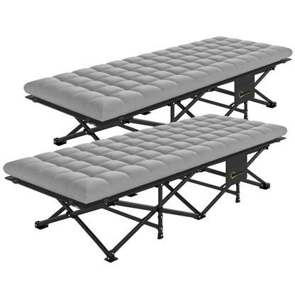 Set of 2 Camping Cots, 32" Extra Wide Folding, Grey Camping Cots Black, Grey at Gallery Canada