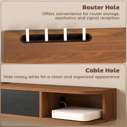 55 Inch Floating TV Stand, Wall Mounted Media Console, Walnut TV Stands at Gallery Canada