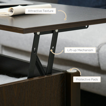 Lift Top Coffee Table, Hidden Storage, 3 Shelves, Espresso Coffee Tables at Gallery Canada