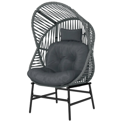 Outdoor Wicker Egg Chair, Steel Frame, 330 lbs, Dark Grey Patio Chairs Dark Grey, Black at Gallery Canada
