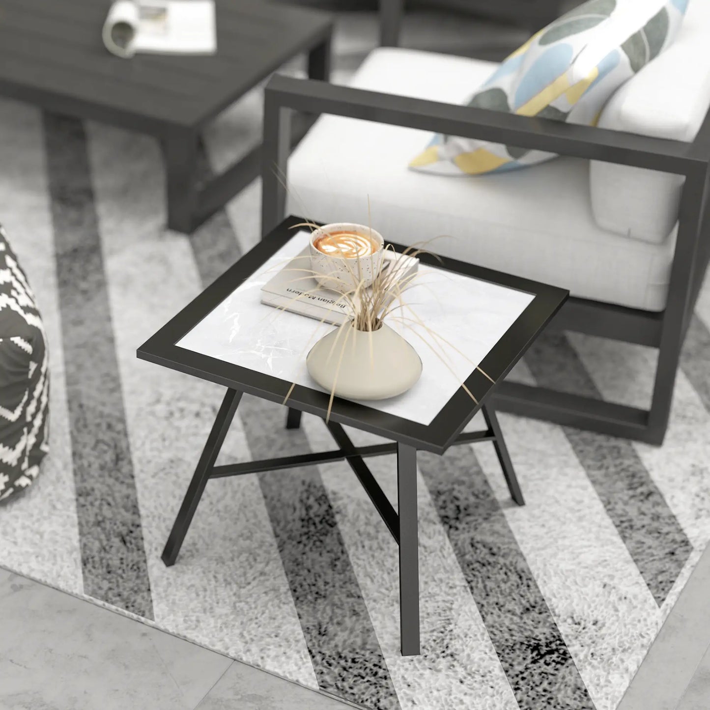 Small Outdoor Side Table, SPC Tabletop, Grey Patio Side Tables at Gallery Canada