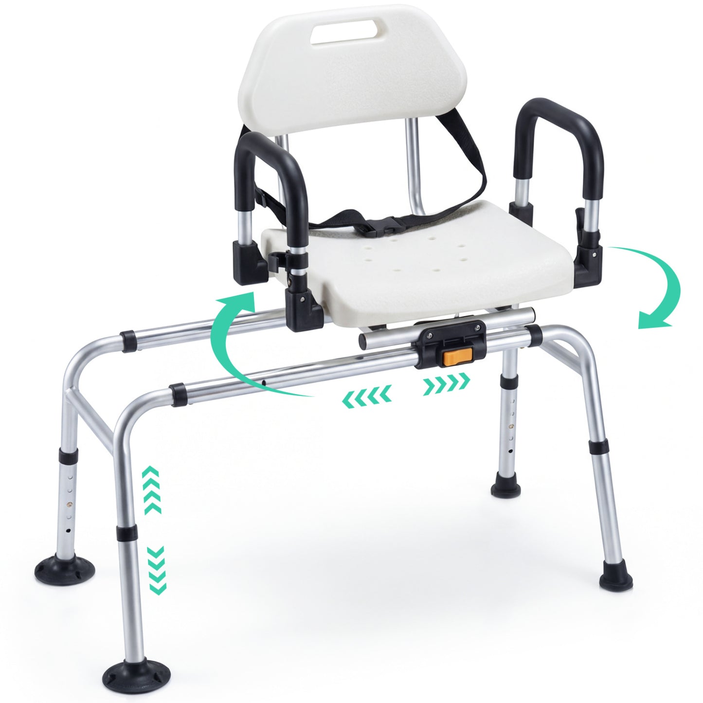 Sliding Shower Chair With Backrest, Swivel Seat, Silver Bath Safety at Gallery Canada