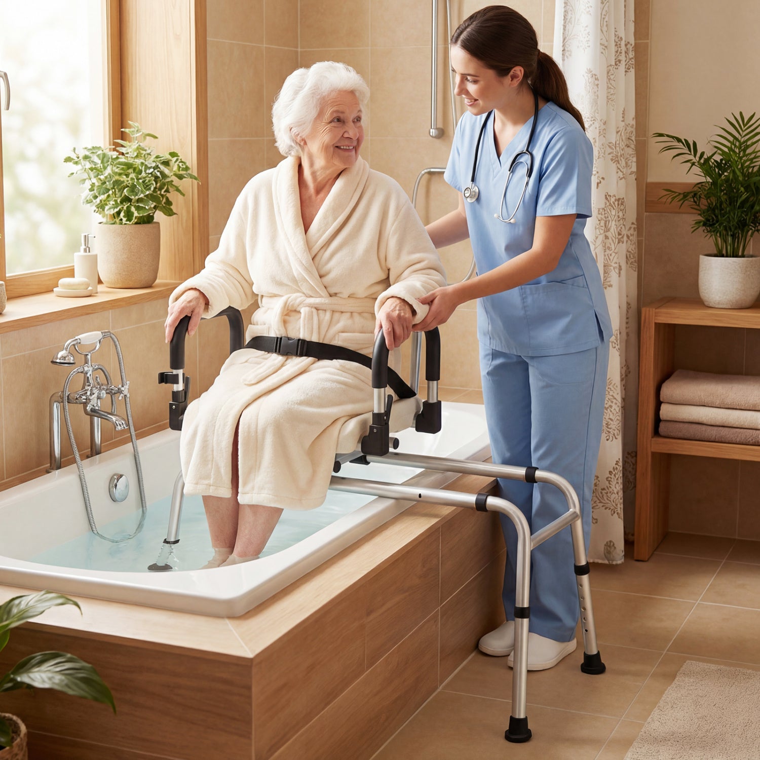 Sliding Shower Chair With Backrest, Swivel Seat, Silver Bath Safety at Gallery Canada