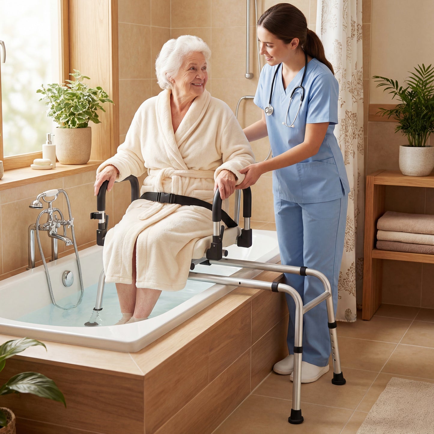 Sliding Shower Chair With Backrest, Swivel Seat, Silver Bath Safety at Gallery Canada