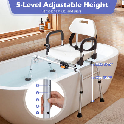 Sliding Shower Chair With Backrest, Swivel Seat, Silver Bath Safety at Gallery Canada