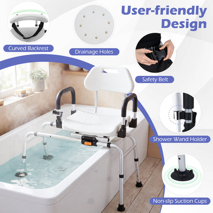 Sliding Shower Chair With Backrest, Swivel Seat, Silver Bath Safety at Gallery Canada