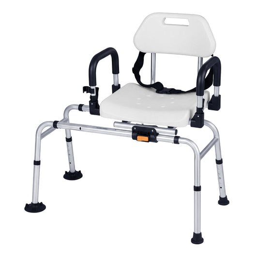 Sliding Shower Chair With Backrest, Swivel Seat, Silver Bath Safety Silver at Gallery Canada