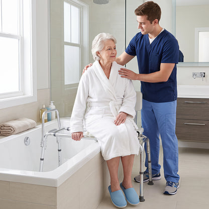 Banc de transfert de baignoire coulissant, chaise de douche pour personnes âgées, blanc