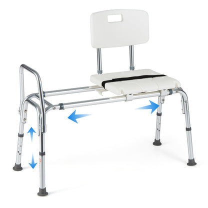 Banc de transfert de baignoire coulissant, chaise de douche pour personnes âgées, blanc