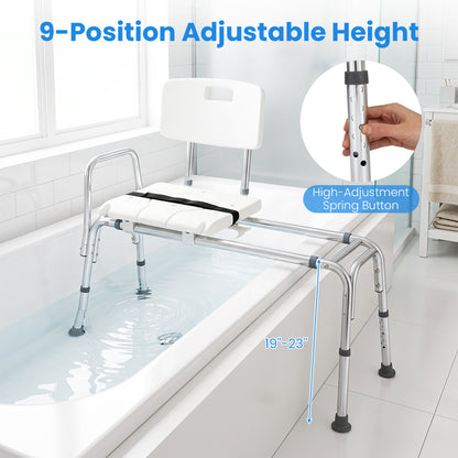 Banc de transfert de baignoire coulissant, chaise de douche pour personnes âgées, blanc