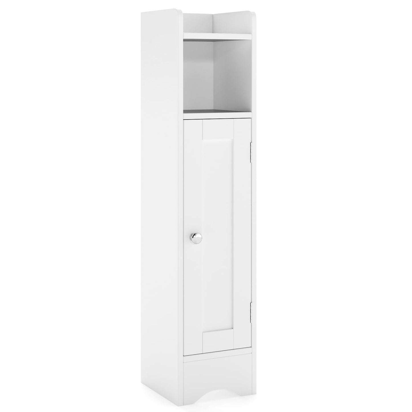 Slim Corner Bathroom Cabinet, 1 Door, Adjustable Shelves, White Floor Cabinets at Gallery Canada