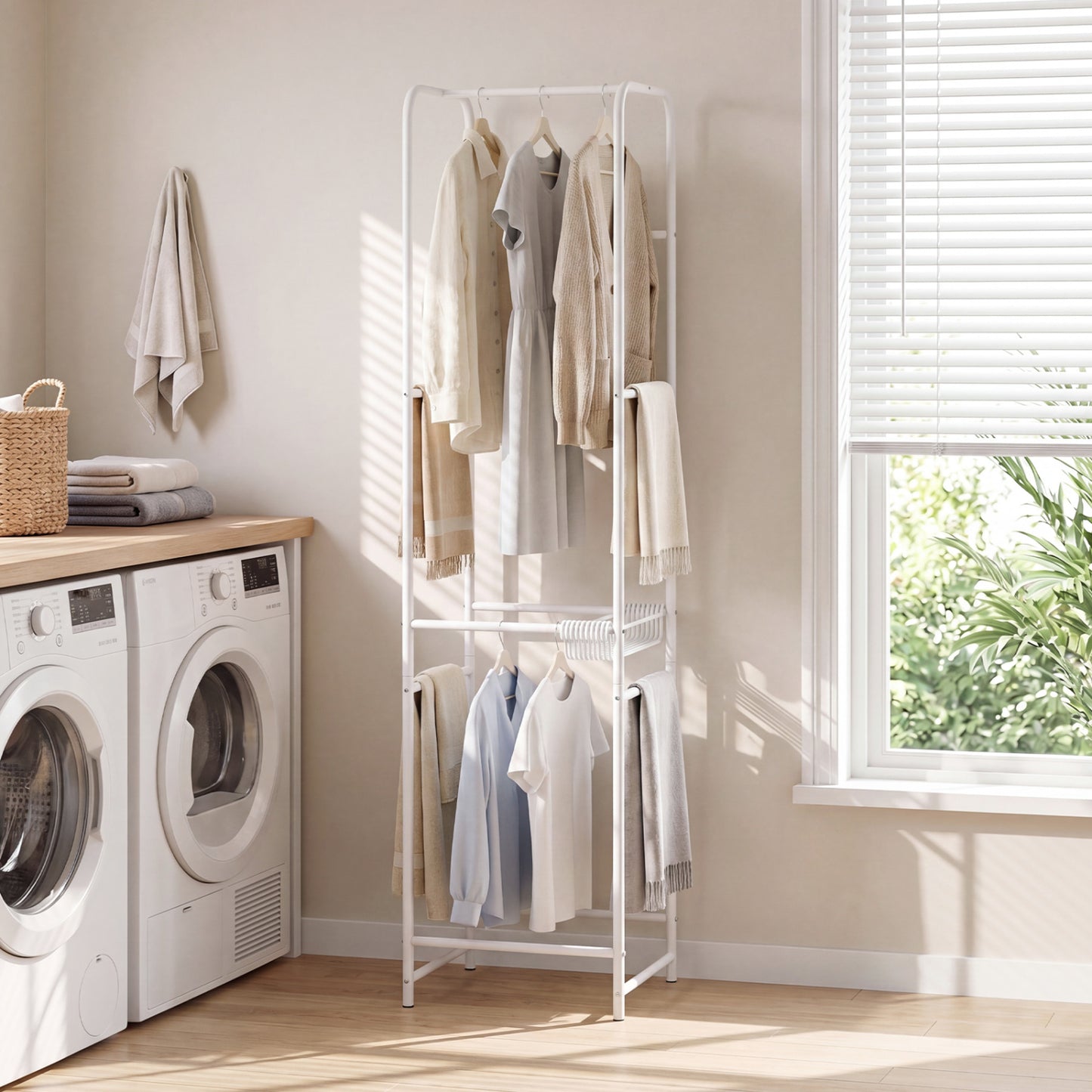 Slim Freestanding Coat Rack, 8 Hanging Rods Garment Organizer Coat Racks & Hall Trees at Gallery Canada
