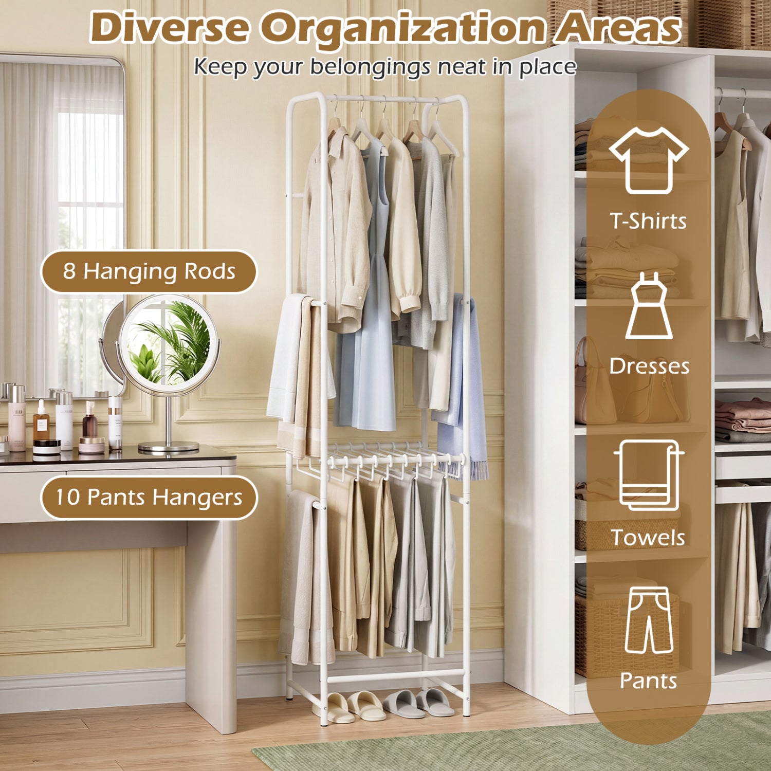 Slim Freestanding Coat Rack, 8 Hanging Rods Garment Organizer Coat Racks & Hall Trees at Gallery Canada