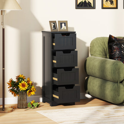Free-Standing Side Storage Organizer with 4 Drawers, Black Floor Cabinets at Gallery Canada