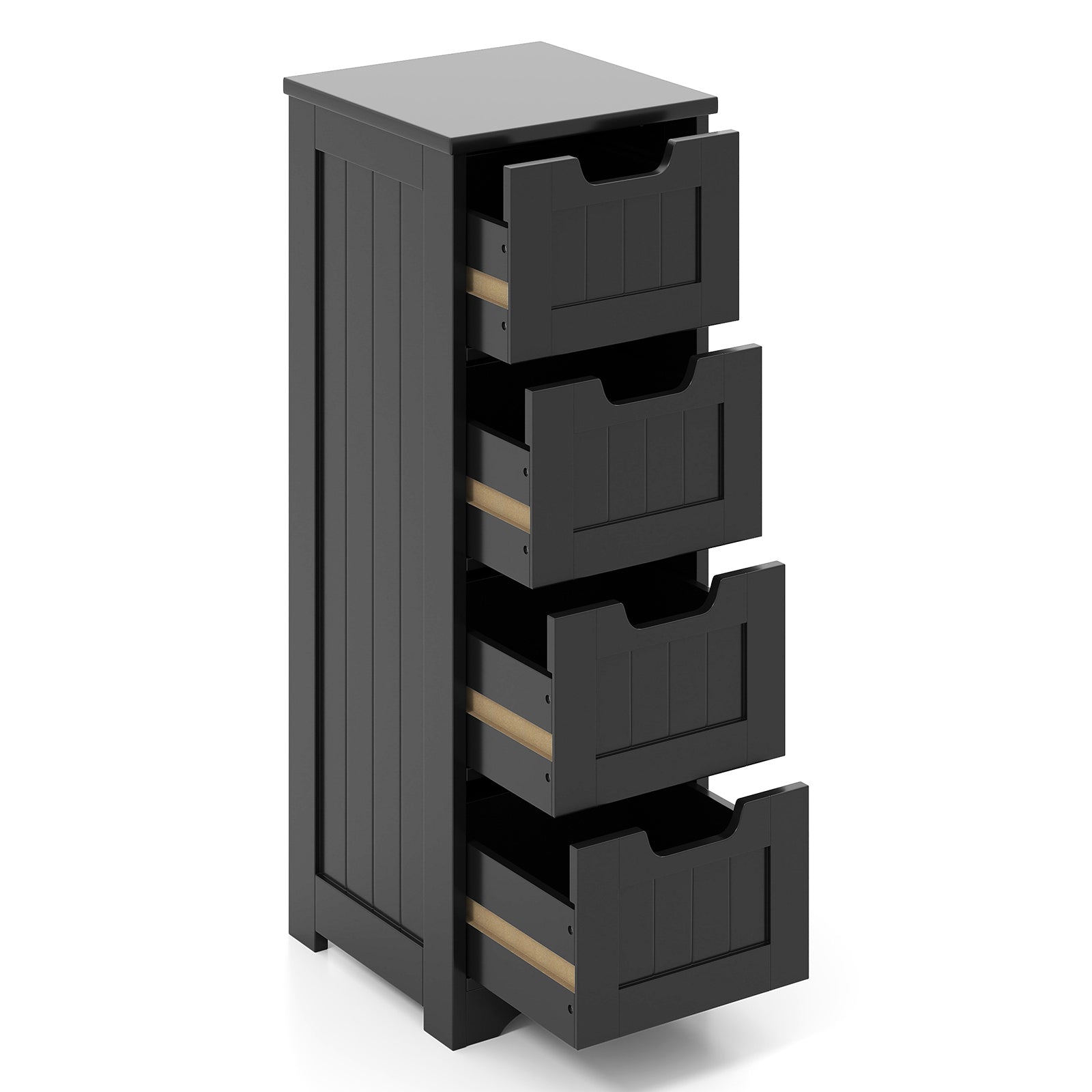 Free-Standing Side Storage Organizer with 4 Drawers, Black Floor Cabinets at Gallery Canada