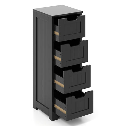 Free-Standing Side Storage Organizer with 4 Drawers, Black Floor Cabinets at Gallery Canada