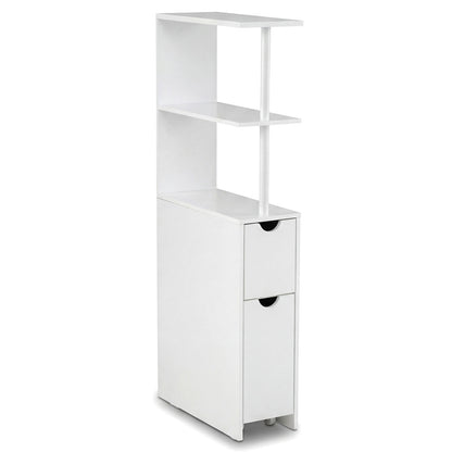 Slim Storage Freestanding Bathroom Cabinet with Open Shelves, White Floor Cabinets at Gallery Canada