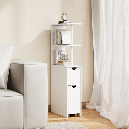 Slim Storage Freestanding Bathroom Cabinet with Open Shelves, White Floor Cabinets at Gallery Canada