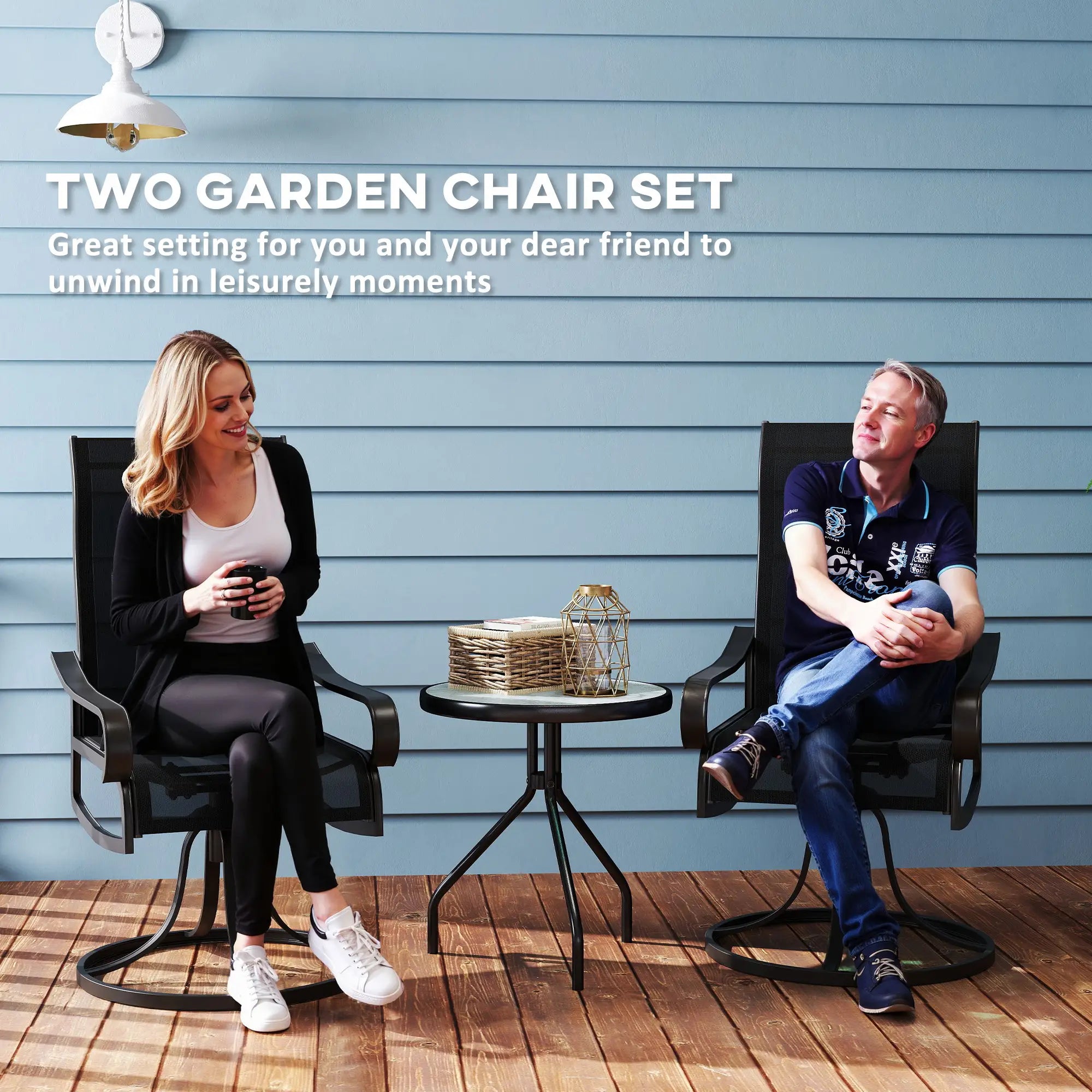 2-Piece Swivel Patio Dining Chairs, 360° Swivel Rocking, Black Patio Chairs at Gallery Canada
