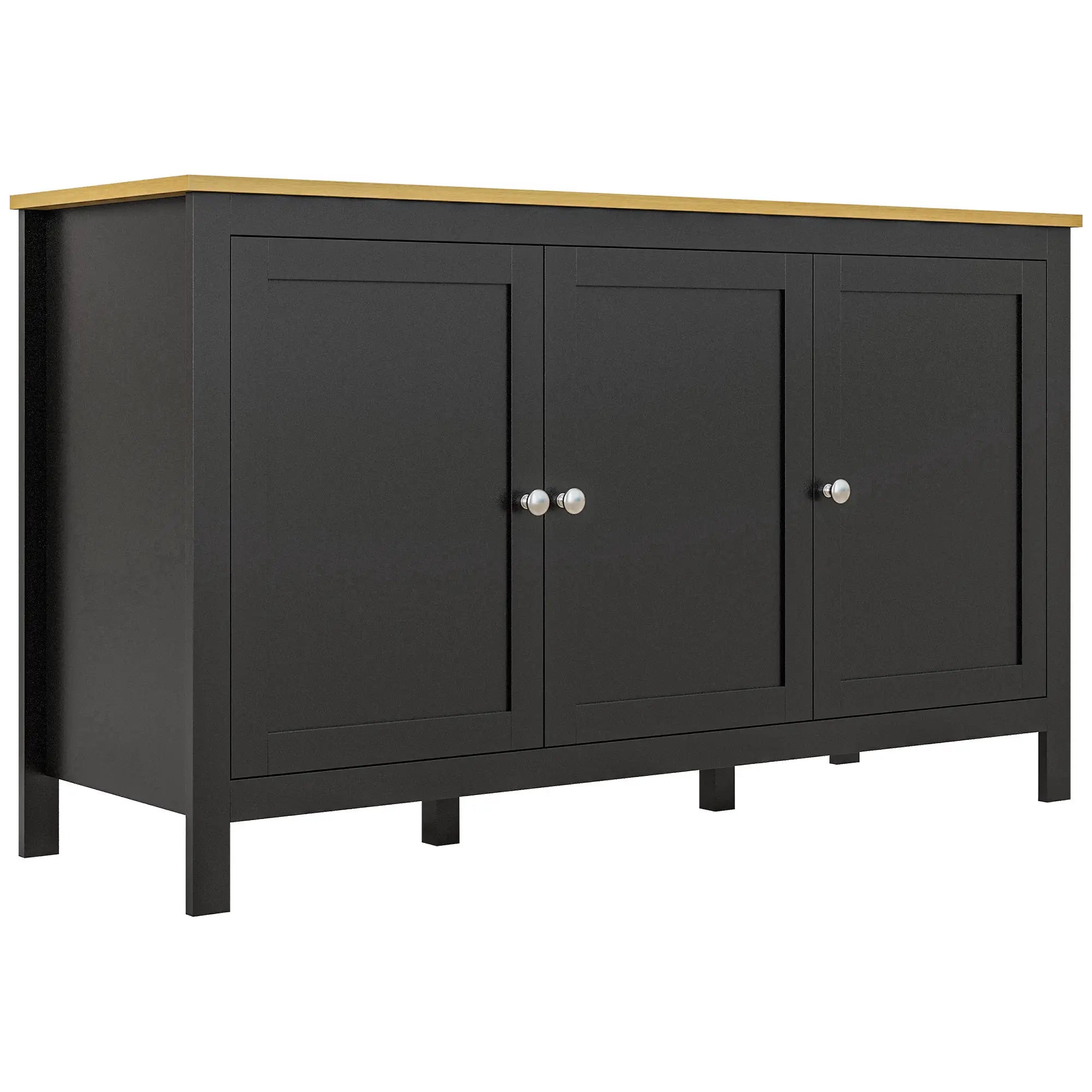 Sideboard, Buffet Cabinet with Doors, Adjustable Shelves, Natural, Black Kitchen Pantry Cabinets Black, Natural at Gallery Canada