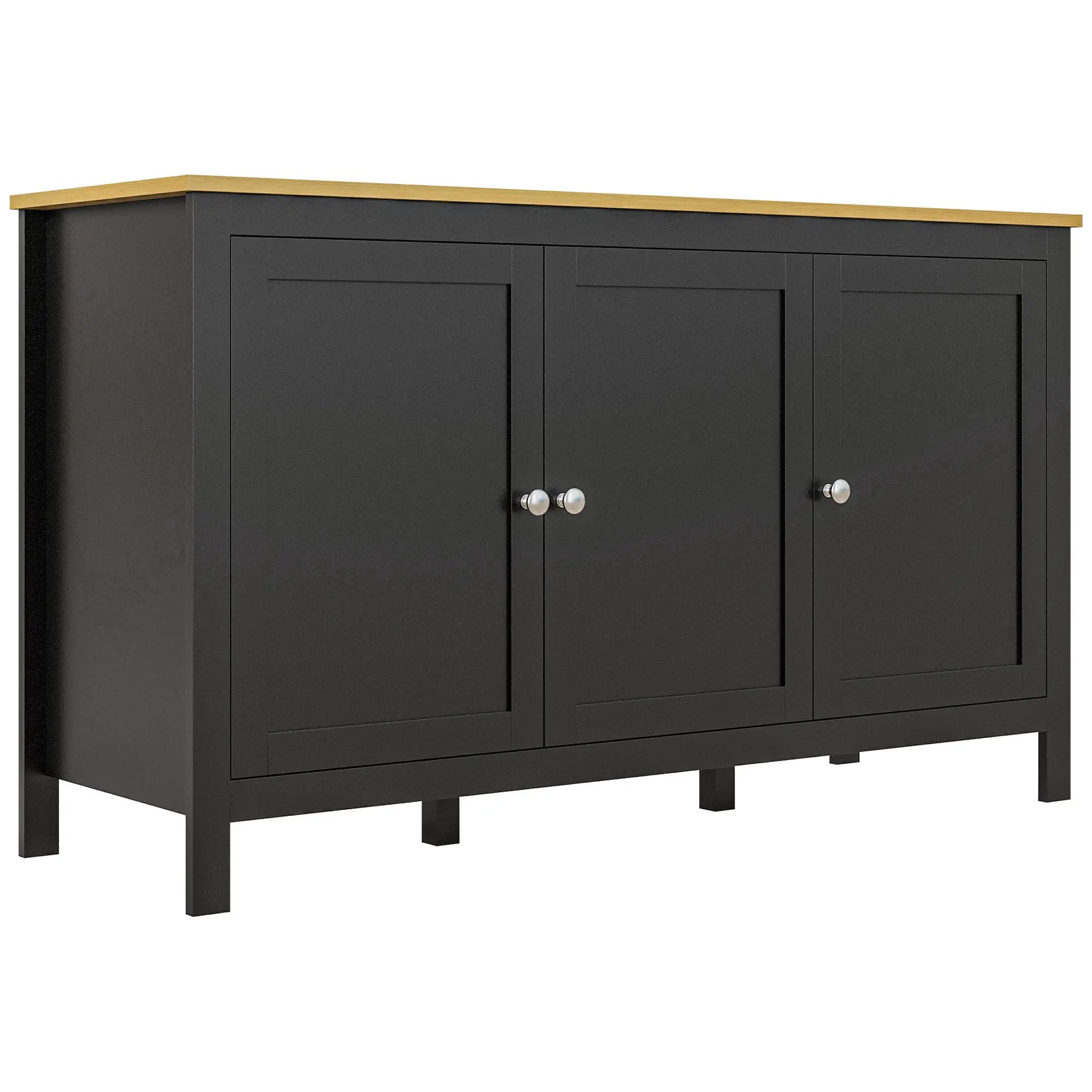 Sideboard, Buffet Cabinet with Doors, Adjustable Shelves, Natural, Black Kitchen Pantry Cabinets Black, Natural at Gallery Canada