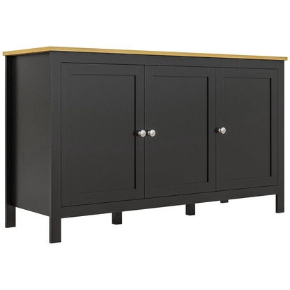 Sideboard, Buffet Cabinet with Doors, Adjustable Shelves, Natural, Black Kitchen Pantry Cabinets Black, Natural at Gallery Canada