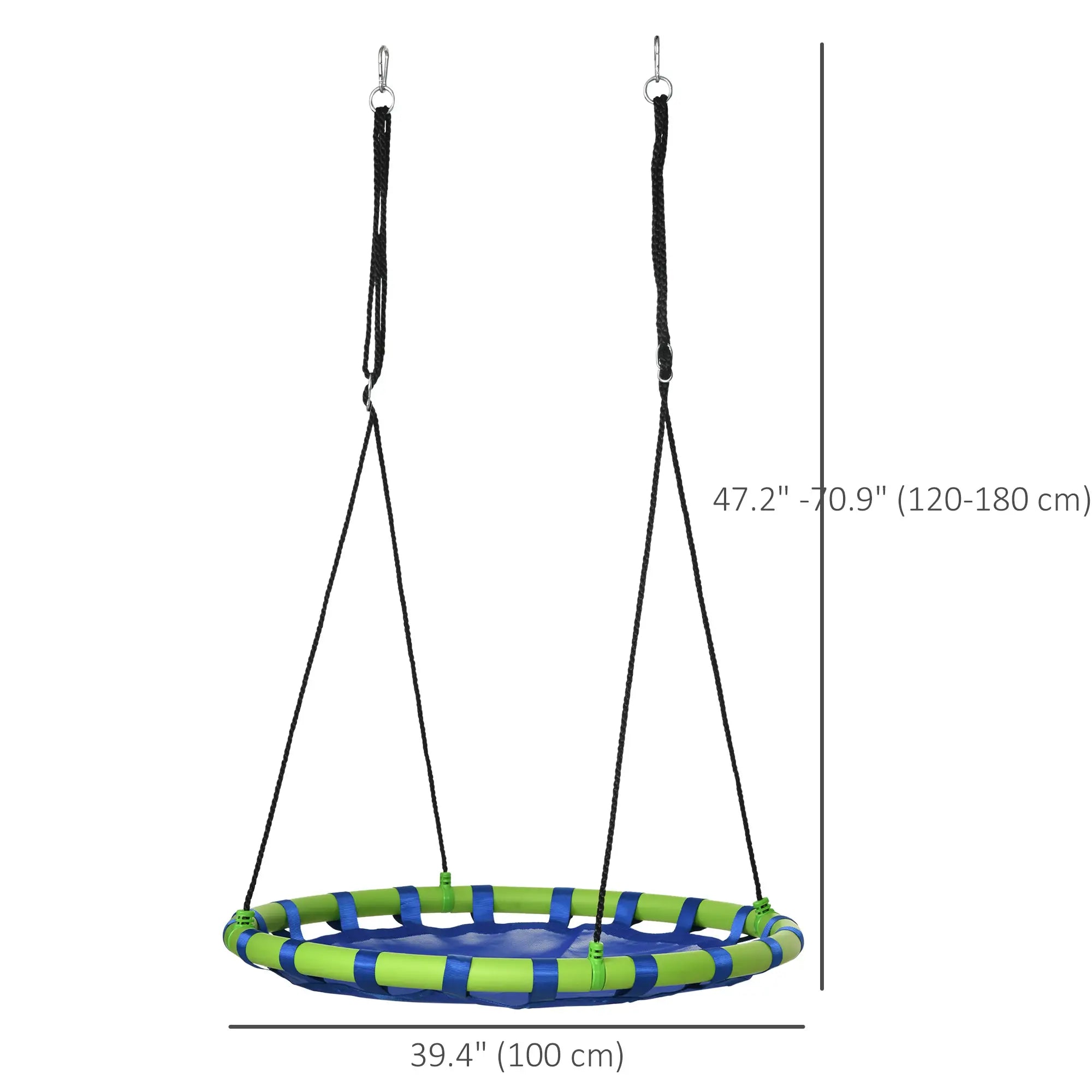 40 Inch Saucer Tree Swing, Adjustable Ropes, Steel Frame, 330lbs Capacity, Blue Gym Sets & Swings at Gallery Canada