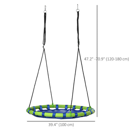 40 Inch Saucer Tree Swing, Adjustable Ropes, Steel Frame, 330lbs Capacity, Blue Gym Sets & Swings at Gallery Canada