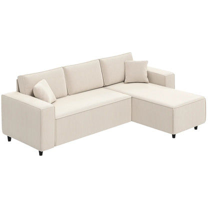 Corner Sofa, L-Shaped Sectional, Corduroy, Pocket Spring, Cream White Sofas & Reclining Chairs at Gallery Canada